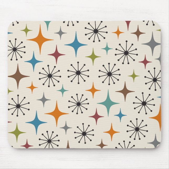 Mid Century Modern Starburst Pattern Mouse Mat (Front)