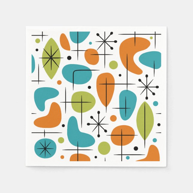 Mid Century Modern Starburst Pattern Napkin (Front)