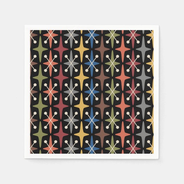 Mid Century Modern Starburst Pattern Napkin (Front)