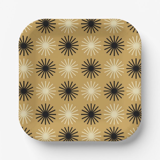 Mid Century Modern Starburst Pattern Paper Plate (Front)