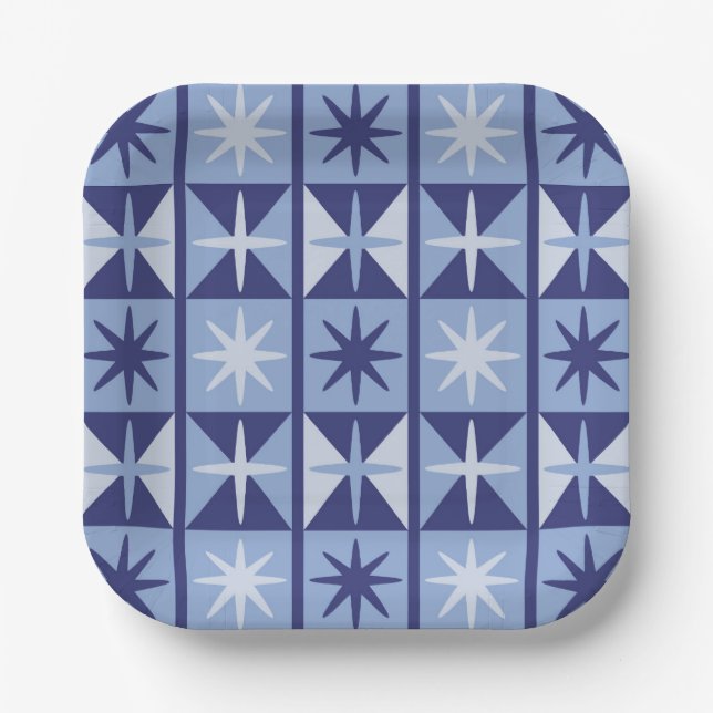 Mid Century Modern Starburst Pattern Paper Plate (Front)