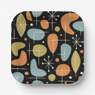 Mid Century Modern Starburst Pattern Paper Plate
