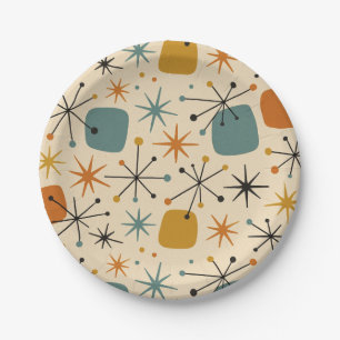 Mid Century Modern Starburst Pattern Paper Plate