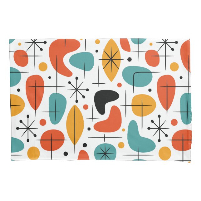 Mid Century Modern Starburst Pattern Pillowcase (Front-Left)