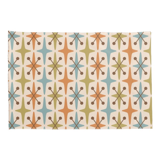 Mid Century Modern Starburst Pattern Pillowcase (Back-Right)