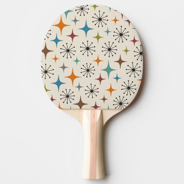 Mid Century Modern Starburst Pattern Ping Pong Paddle (Front)