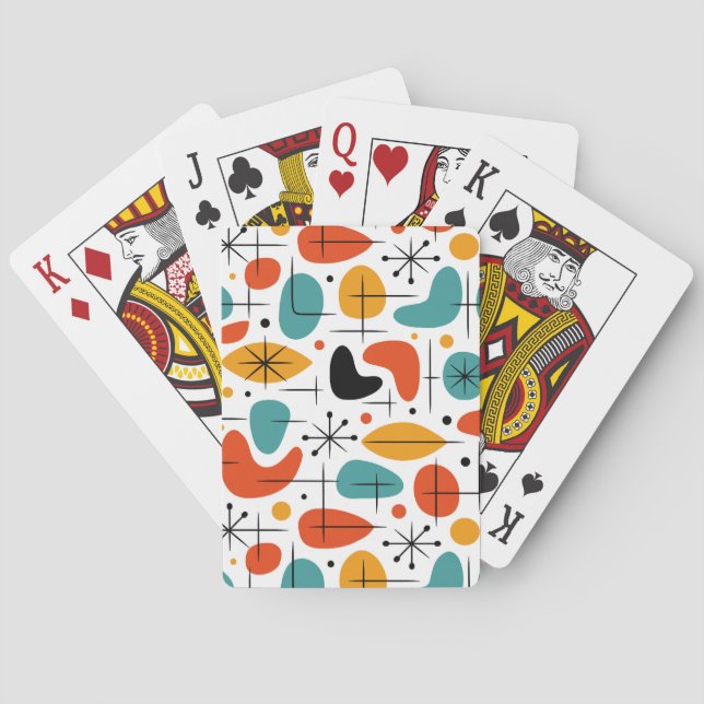 Mid Century Modern Starburst Pattern Playing Cards (Back)