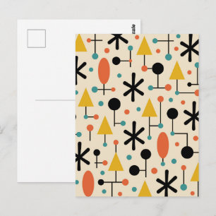Mid Century Modern Starburst Pattern Postcard