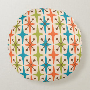 Mid Century Modern Starburst Pattern Round Cushion