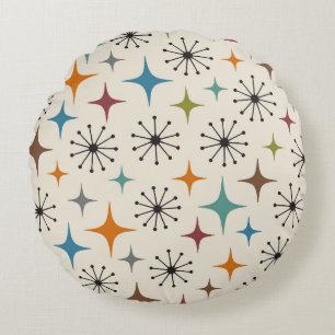Mid Century Modern Starburst Pattern Round Cushion
