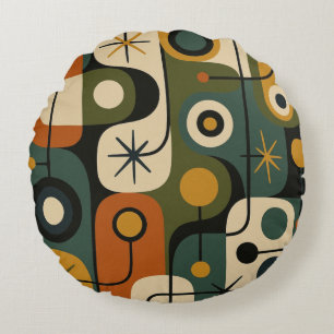 Mid Century Modern Starburst Pattern Round Cushion
