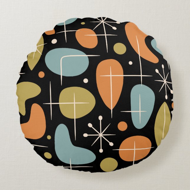 Mid Century Modern Starburst Pattern Round Cushion (Front)