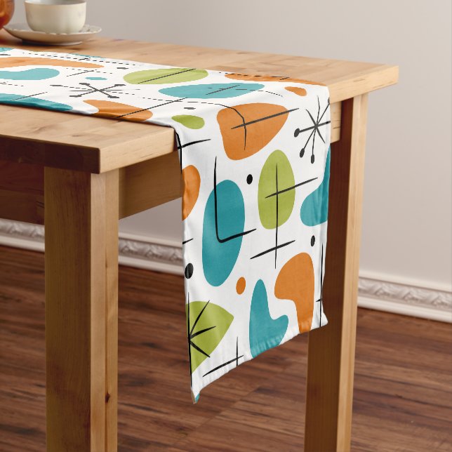 Mid Century Modern Starburst Pattern Short Table Runner (In Situ)