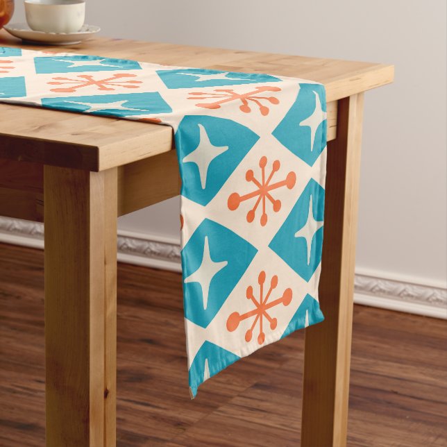 Mid-Century Modern Starburst Pattern Short Table Runner (In Situ)