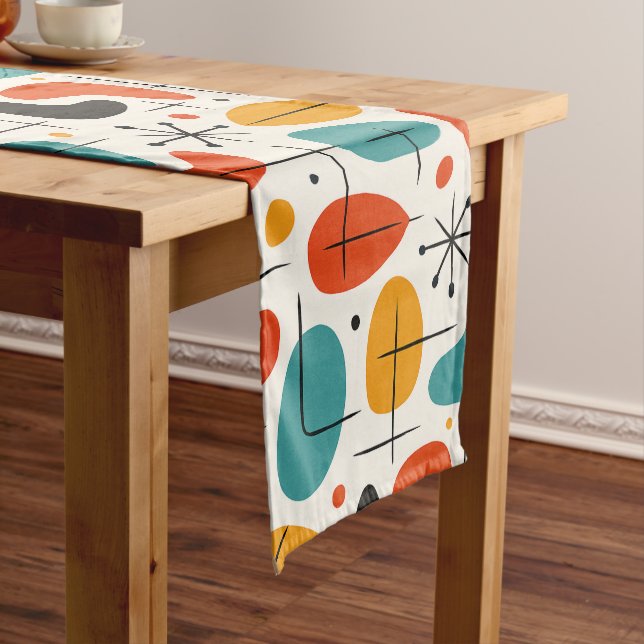Mid Century Modern Starburst Pattern Short Table Runner (In Situ)