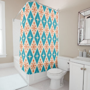 Mid-Century Modern Starburst Pattern Shower Curtain