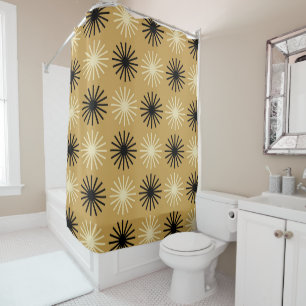 Mid Century Modern Starburst Pattern Shower Curtain