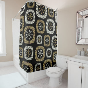Mid Century Modern Starburst Pattern Shower Curtain