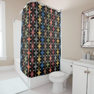Mid Century Modern Starburst Pattern Shower Curtain