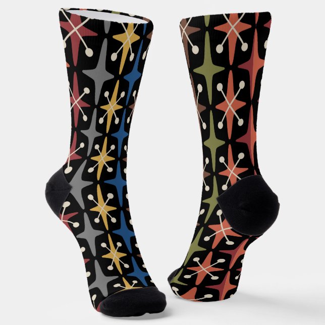 Mid Century Modern Starburst Pattern Socks (Angled)