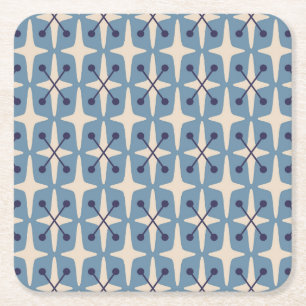 Mid Century Modern Starburst Pattern Square Paper Coaster