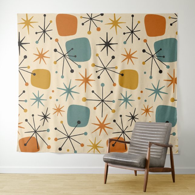 Mid Century Modern Starburst Pattern Tapestry (In Situ (Horizontal))