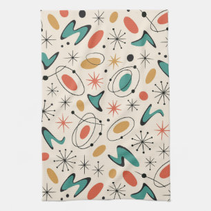 Mid Century Modern Starburst Pattern Tea Towel