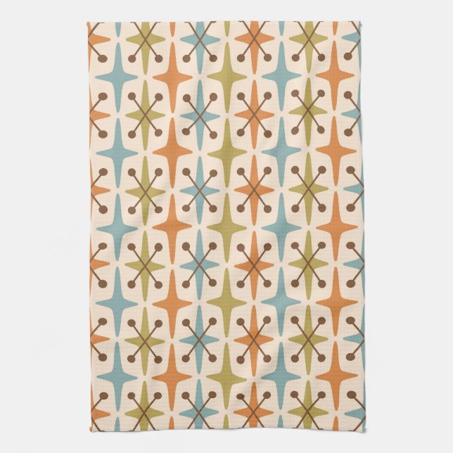 Mid-Century Modern Starburst Pattern Tea Towel (Vertical)