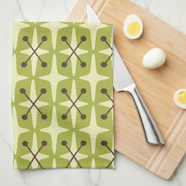 Mid Century Modern Starburst Pattern Tea Towel (Quarter Fold)