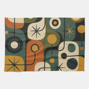 Mid Century Modern Starburst Pattern Tea Towel