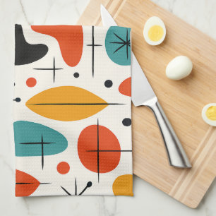 Mid Century Modern Starburst Pattern Tea Towel