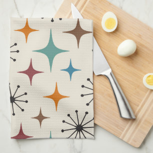 Mid Century Modern Starburst Pattern Tea Towel