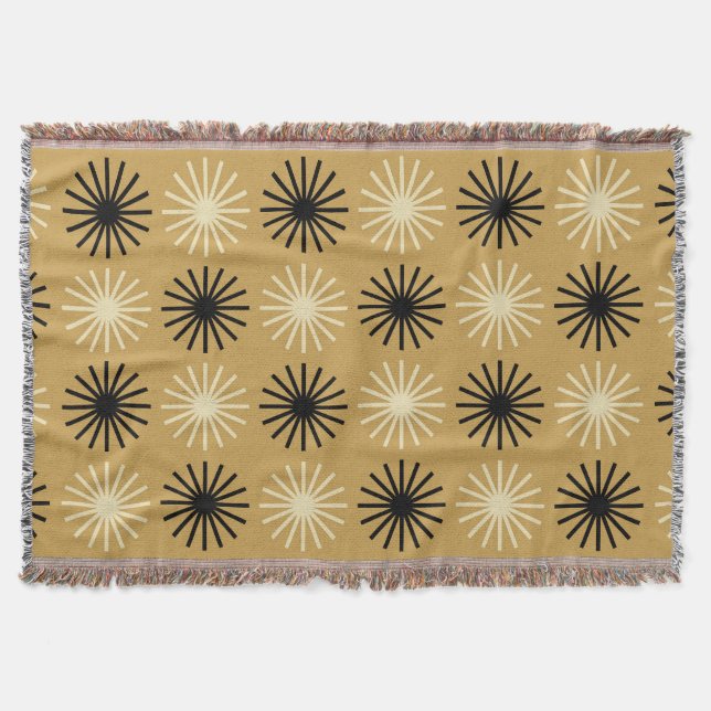 Mid Century Modern Starburst Pattern Throw Blanket (Front)