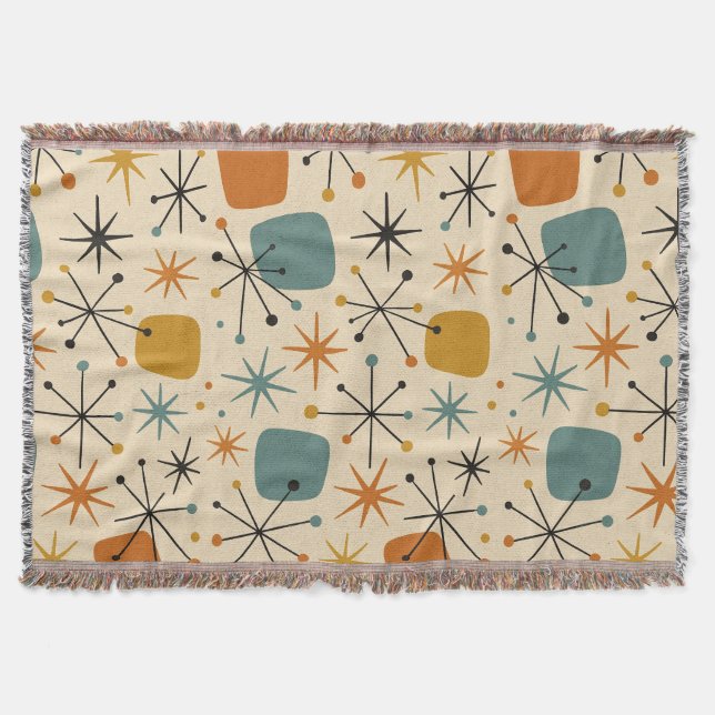Mid Century Modern Starburst Pattern Throw Blanket (Front)