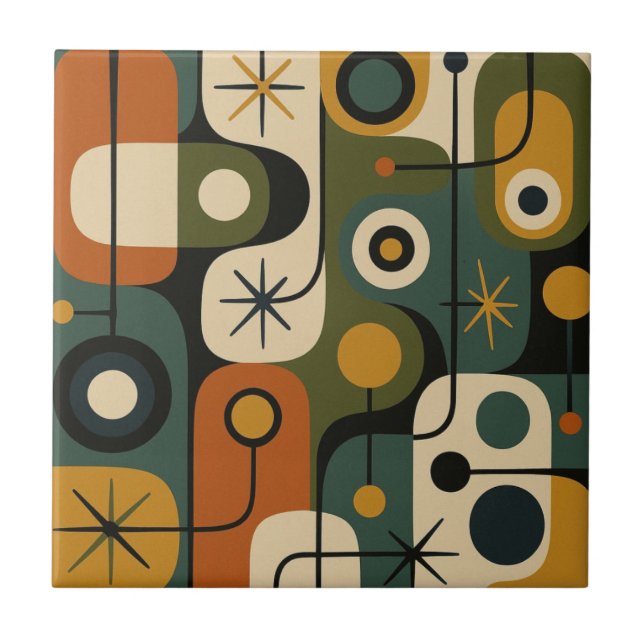 Mid Century Modern Starburst Pattern Tile (Front)