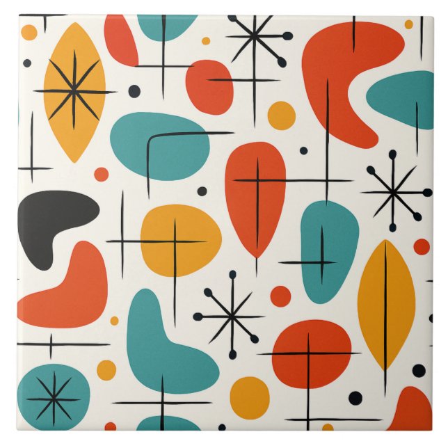 Mid Century Modern Starburst Pattern Tile (Front)
