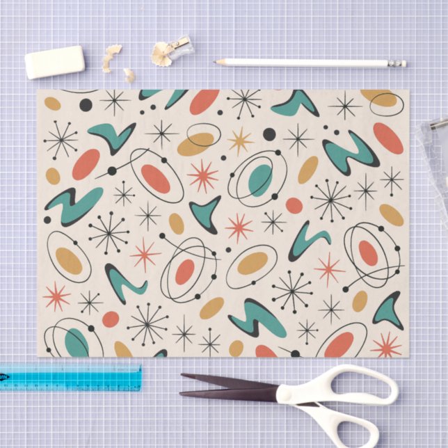 Mid Century Modern Starburst Pattern Tissue Paper (Craft)