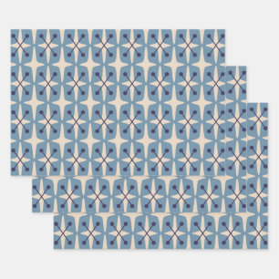 Mid Century Modern Starburst Pattern Wrapping Paper Sheet