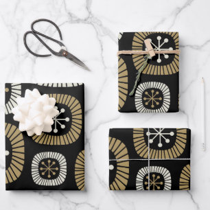 Mid Century Modern Starburst Pattern Wrapping Paper Sheet