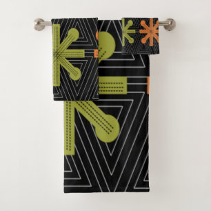 Mid-Century Modern Starburst Quilt Bath Towel Set