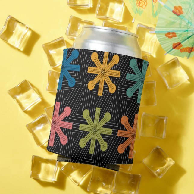 Mid-Century Modern Starburst Quilt Can Cooler (In Situ Summer)