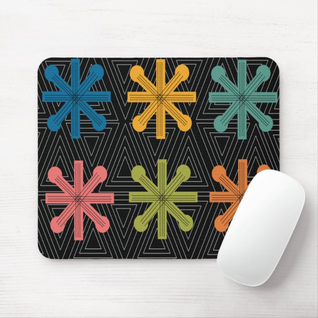Mid-Century Modern Starburst Quilt Mouse Mat (With Mouse)