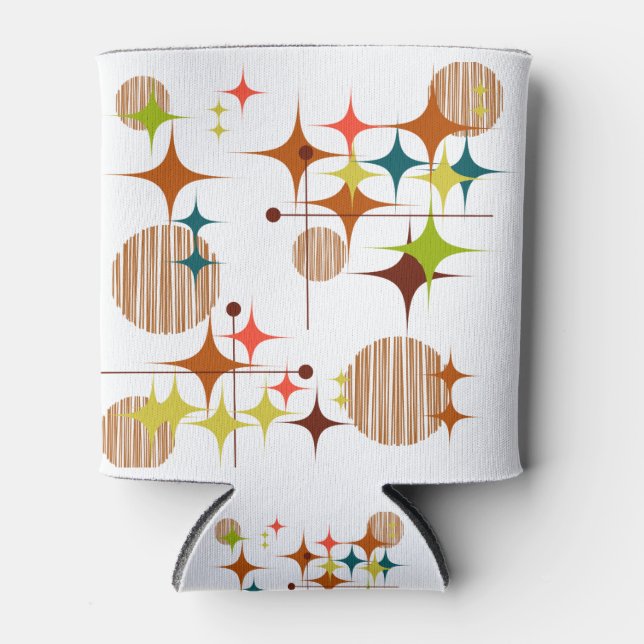 Mid Century Modern Starbursts and Globes Can Cooler (Front)