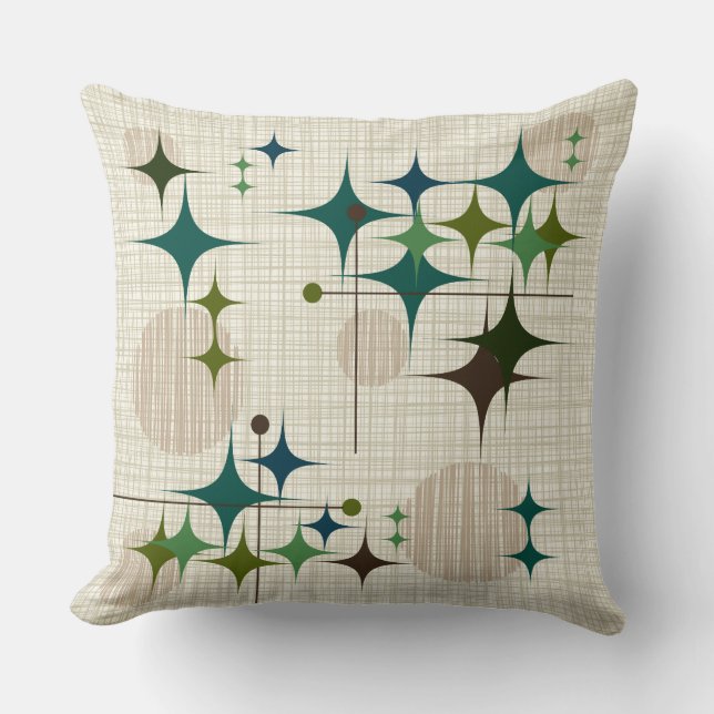 Mid Century Modern Starbursts and Globes Cushion (Front)