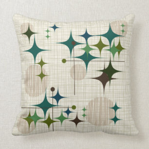 Mid Century Modern Starbursts and Globes Cushion