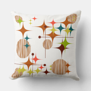 Mid Century Modern Starbursts and Globes Cushion