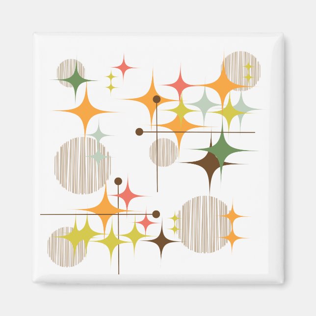 Mid Century Modern Starbursts and Globes Magnet (Front)