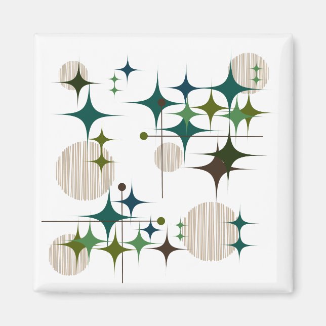 Mid Century Modern Starbursts and Globes Magnet (Front)