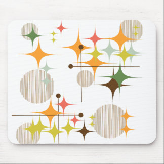 Mid Century Modern Starbursts and Globes Mouse Mat