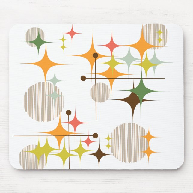 Mid Century Modern Starbursts and Globes Mouse Mat (Front)